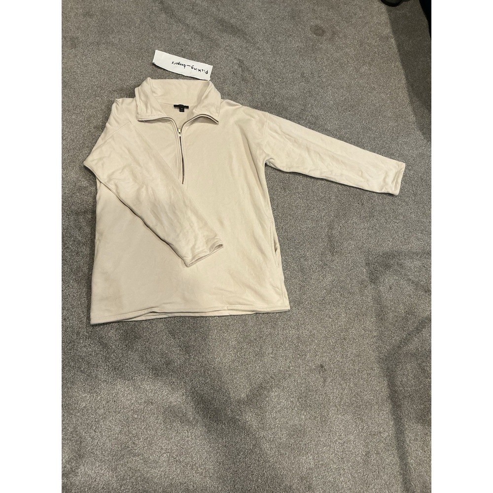 J.CREW Sweatshirt Womens Size L Cream‎ Quarter Zip Pullover Cozy